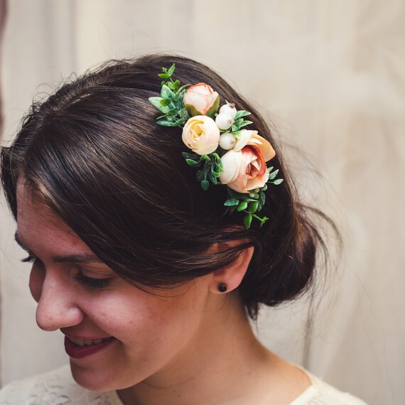 Wedding Hair Accessories Flower Hair Comb Greenery Hair Etsy