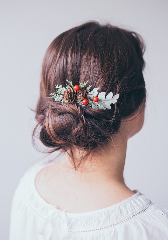 Winter Wedding Hair Accessories Christmas Hair Comb Greenery - Etsy Winter Wedding Hair Accessories Christmas Hair Comb Greenery - Etsy