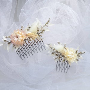Pieza de cabello de boda de otoño Flores secas accesorio de cabello de boda Peine de cabello de flor de Boho Flores de óxido Peine de cabello de boda de otoño Peinado de novia Boho