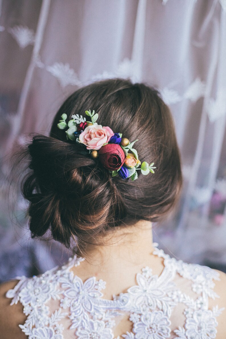 navy blue wedding hair accessories