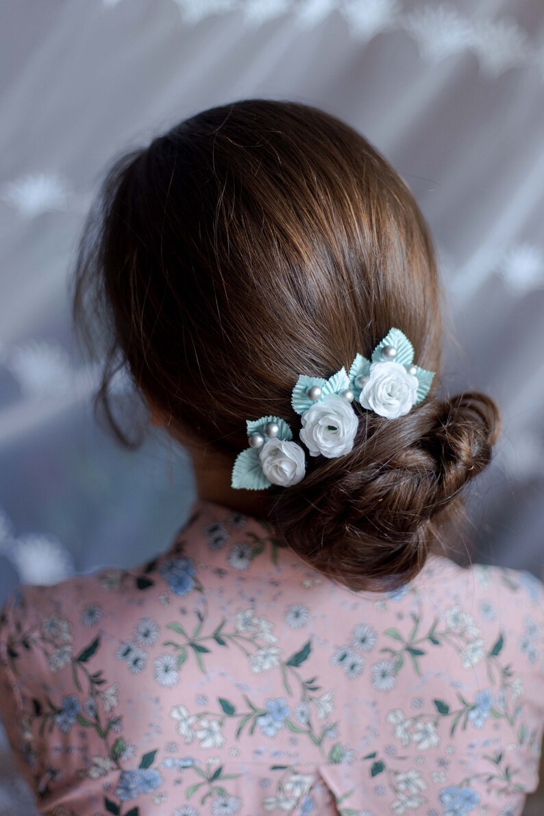 Wedding Hair Accessories Set Flower Hair Pin White Hair Pin Etsy