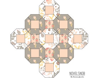 Elongated Hexagon EPP Template, English Paper Piecing Template, pdf files