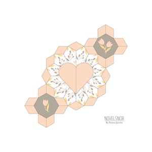 Glowing Hearts EPP Templates, PDF Templates English paper piecing, Valentine's day quilt