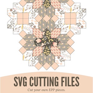 SVG - Elongated Hexagon EPP cut files, Crosses English Paper Piecing Template