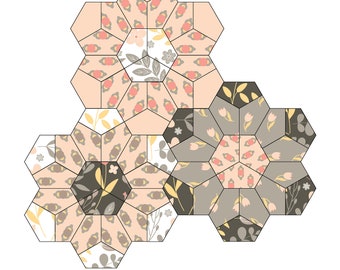 Hexagon third EPP quilt, Epp template, English paper piecing, pdf, digital instant download