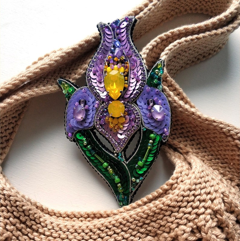 Free shipping /Iris jewelry / Flower brooch / Iris brooch / Etsy