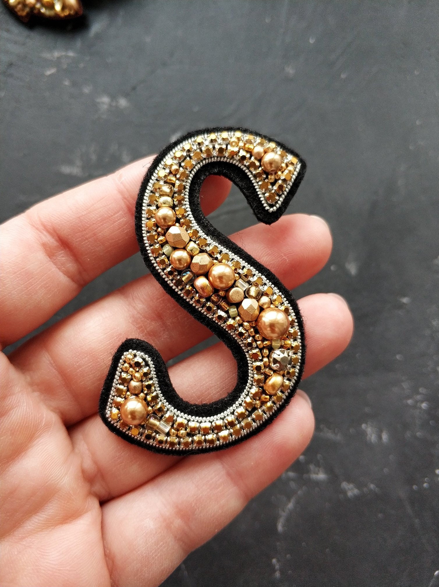 Free shipping / S initial brooch / S initial jewelry / Etsy