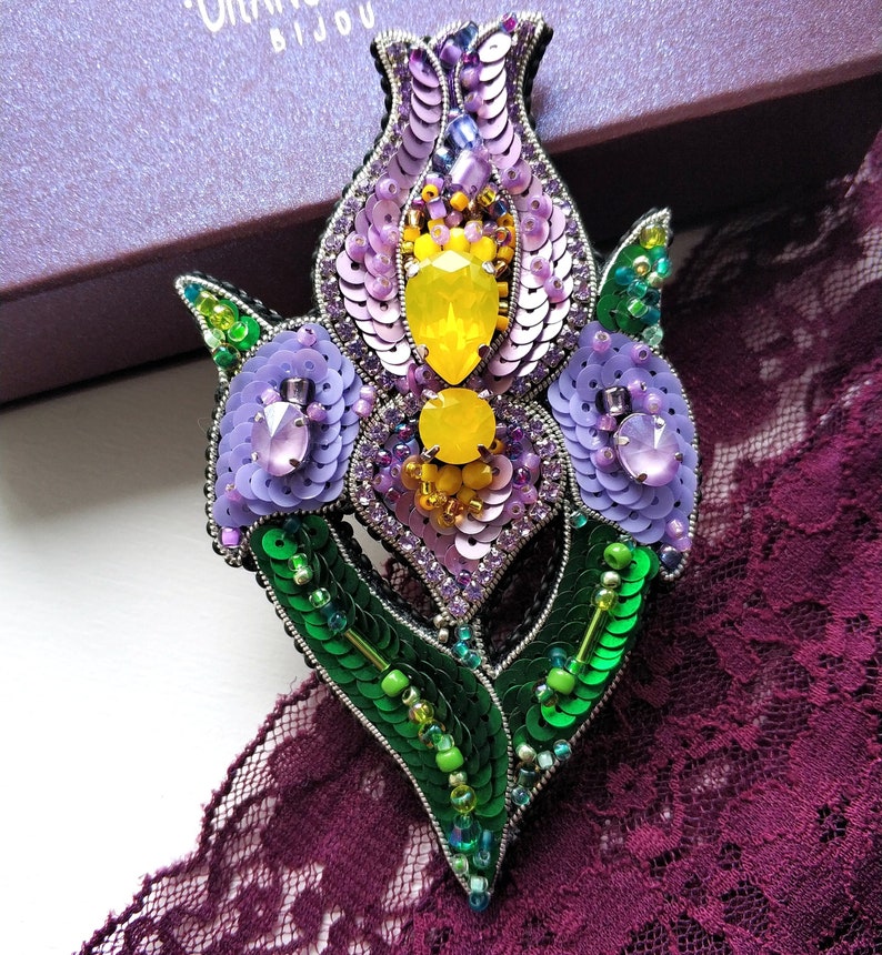 Free shipping /Iris jewelry / Flower brooch / Iris brooch / Etsy