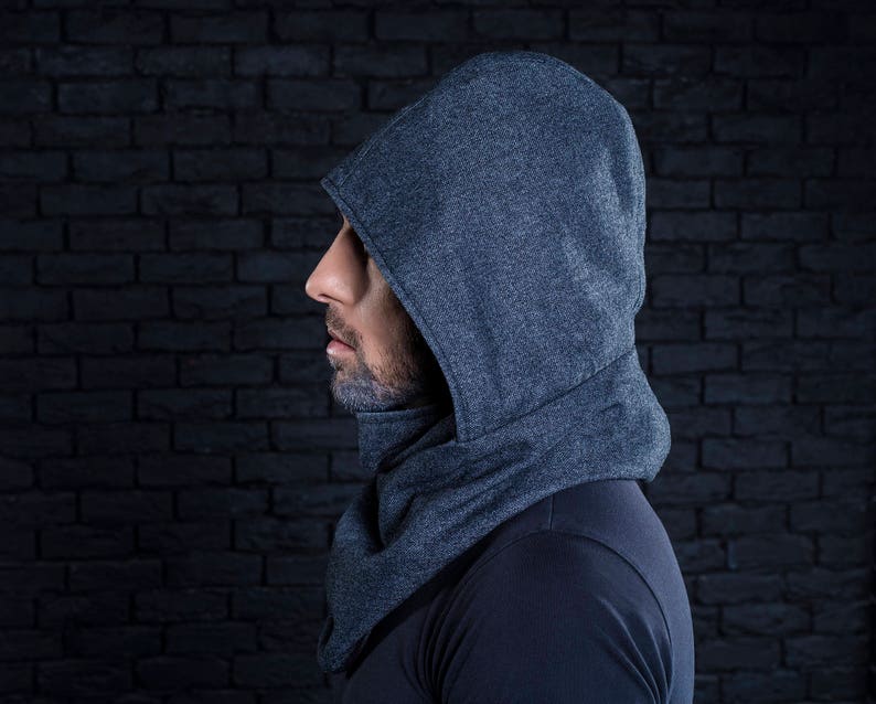 Men Hood Scarf Larp assassin hood handmade wool scarf Etsy