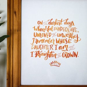Straighten my Crown (orange) | Hand-Lettered Digital Print