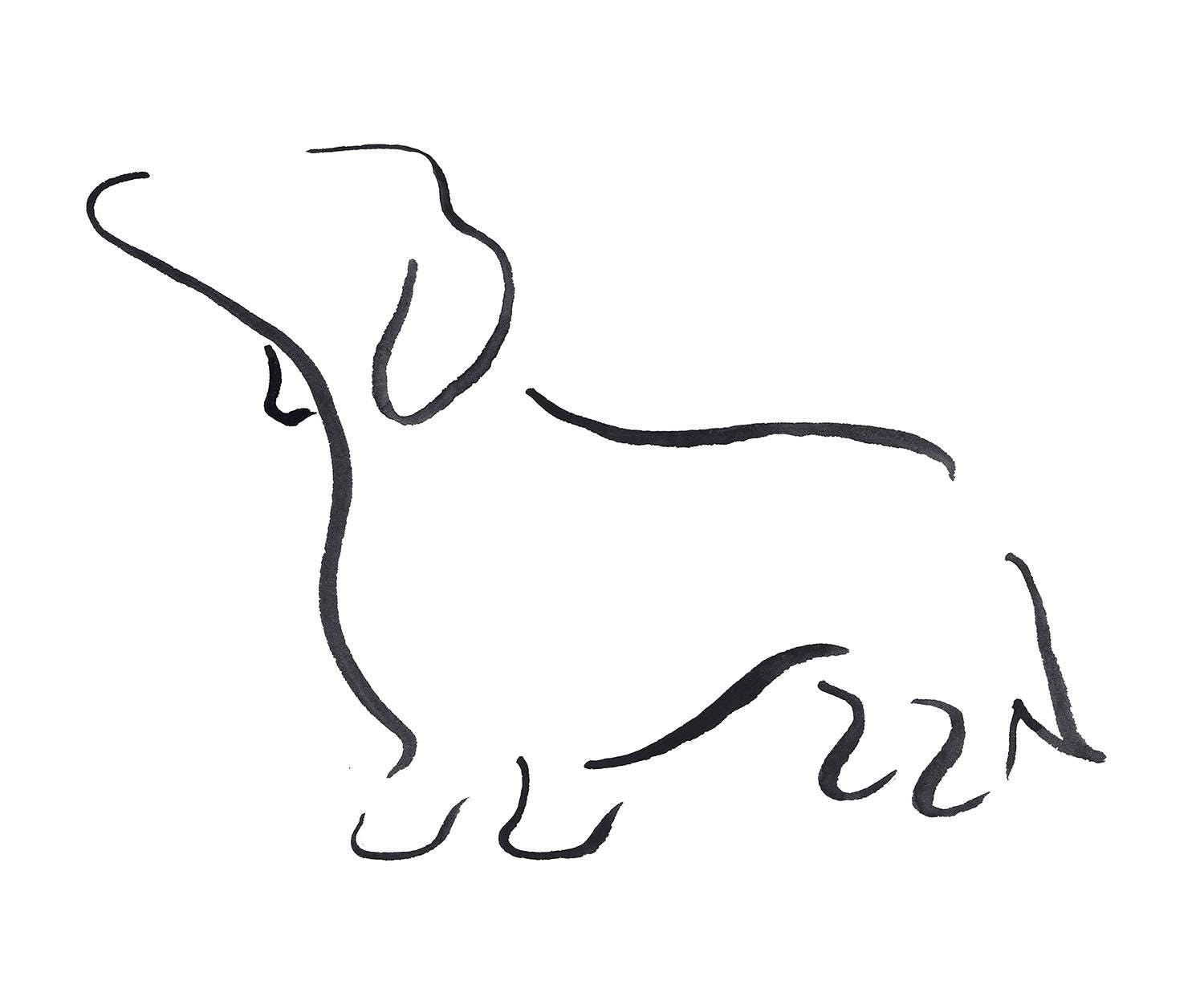 Black and White Dachshund Art Print Minimalist Dachshund Wall Etsy