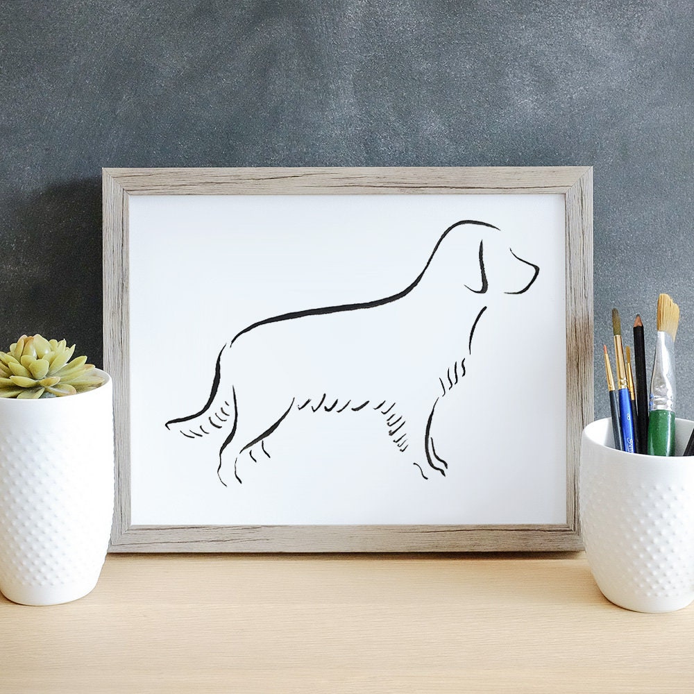 Golden Retriever Minimalist Dog Art Print Pet Loss Gift Etsy