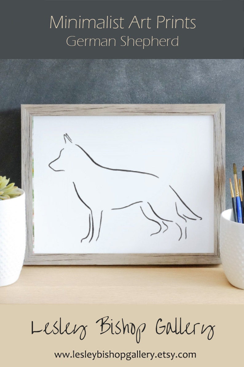 German Shepherd Minimalist Dog Art Print Pet Loss Gift Etsy