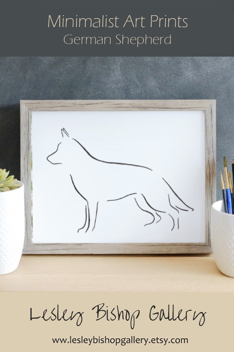 German Shepherd Minimalist Dog Art Print Pet Loss Gift Etsy
