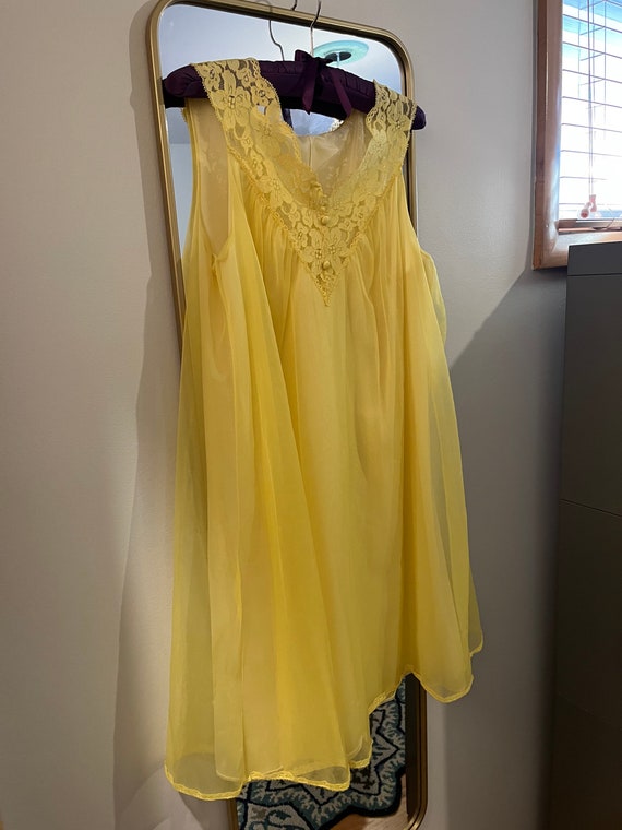 Vintage chiffon lemon yellow nightgown - image 1