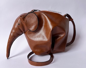 Elephant bag - Brown Elephant Bag - Crossbody Bag - Elephant shape bag - Elephant purse - Handmade bag - Animal Shape Bag - Elephant Purse