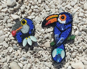 Toucan Brooch Beaded Brooch Tropical Bird Embroidery Crystal Brooch Crystal Jewelry Unique Birthday Gift Brooch Jacket Brooch Gift For Her