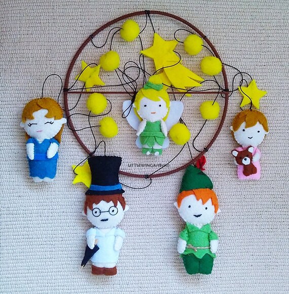 Peter Pan Baby Mobilepeter Pan Felt Crib Mobilenursery Etsy
