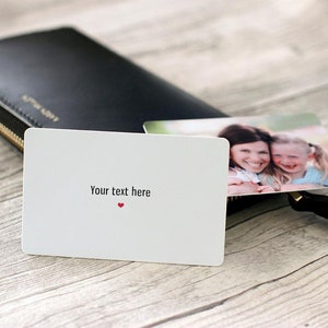 Carte souvenir personnalisée avec photo et message Black Text&Red Heart