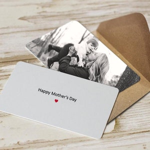 Carte en plastique personnalisée avec photo et message pour la fête des mères