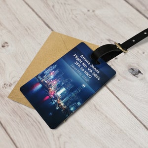 Étiquette de bagage personnalisée avec photo et message, carte en plastique souvenir