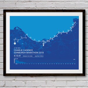Poster personnalisé du marathon d'Édimbourg / souvenir / cadeau / impression d'art / itinéraire / carte