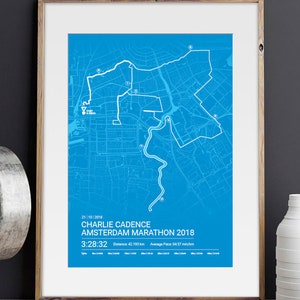 Poster personnalisé du marathon d'Amsterdam / souvenir / cadeau / impression d'art / itinéraire / carte