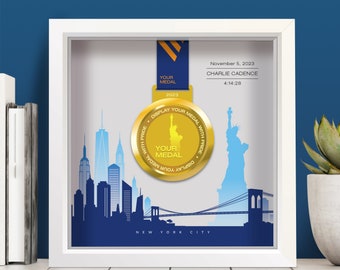 New York City Personalised Medal Frame (new skyline)