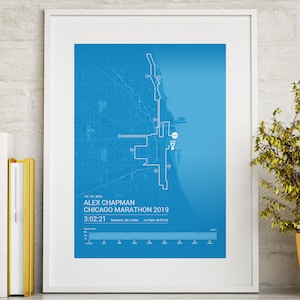 Chicago Marathon personalisiertes Poster / Memento / Geschenk / Kunstdruck / Route / Karte