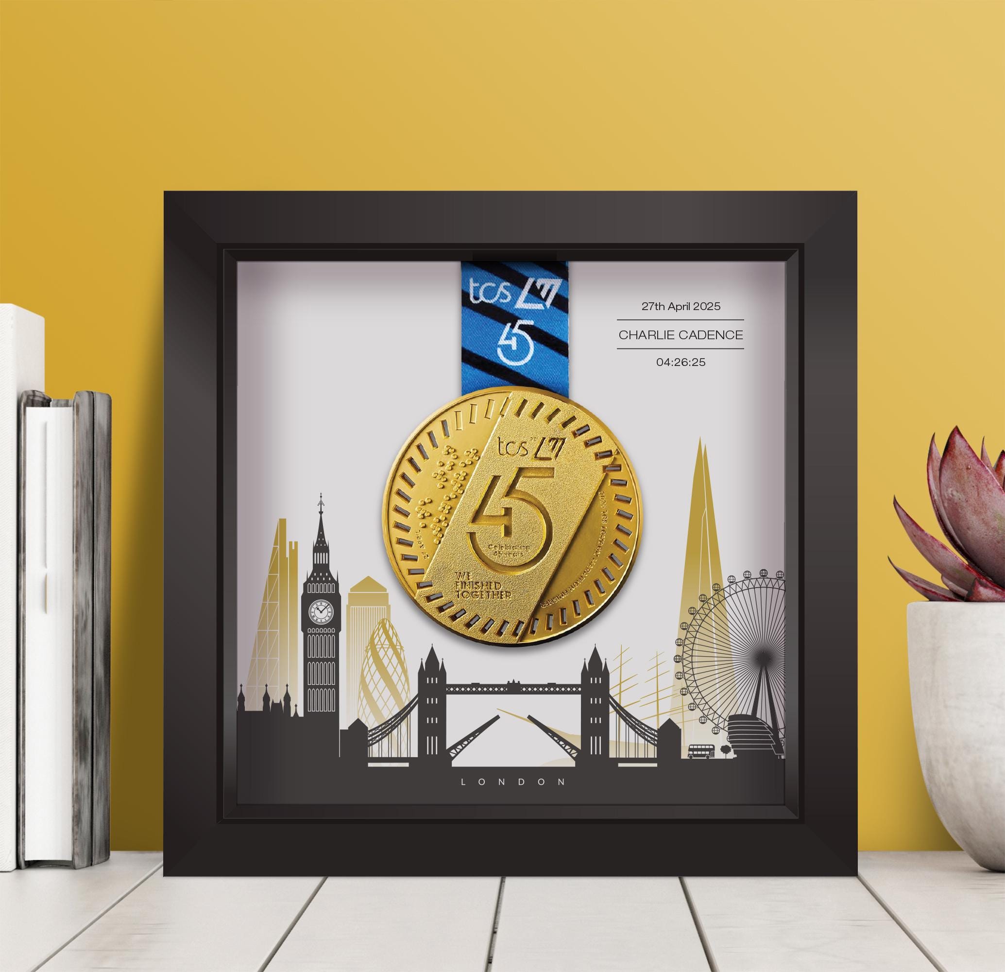 Cadre pour la médaille du marathon de Londres 2025