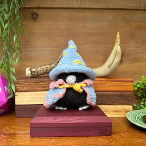 Crochet Crow Wizard Familiar With Removable Cloak & Hat