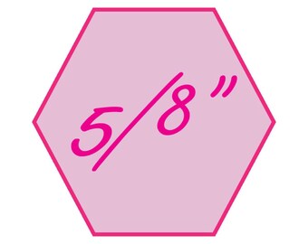 May include: Pink hexagonal sticker with the text "5/8" in bold pink lettering.