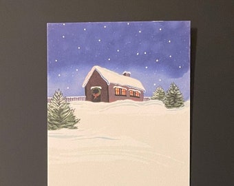 Bookmark Holiday Cabin Snow Christmas 7x2”