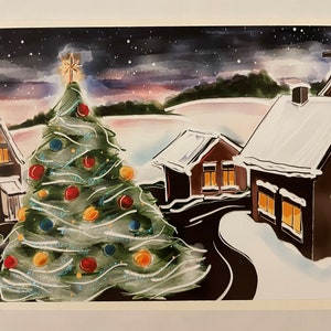 Christmas Holiday Cards, Winter Landscape, Snow, House (Boxed Set of Five, 4x5.5&quot;)