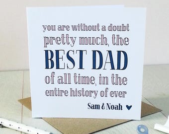 Best Dad Ever Card | Personalised Fathers Day Card | Special Card For Dad