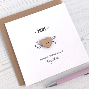 Biglietto personalizzato per la festa della mamma / Bottone a forma di cuore