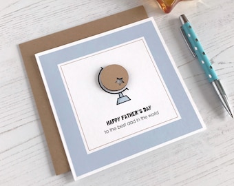 Carte spéciale fête des pères - carte d'anniversaire - meilleur papa du monde, globe