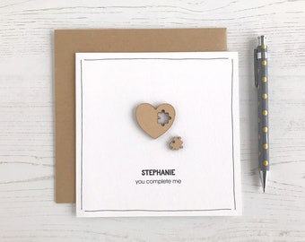 Valentine Heart Puzzle Piece Card | You Complete Me