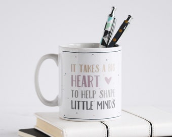 Tasse personnalisée pour enseignant - Cadeau de remerciement - Fin de trimestre - Anniversaire de l’enseignant - Tasse Big Heart