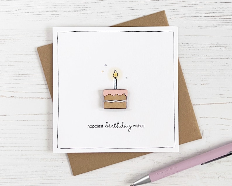 Birthday Cake Card With Wooden Topper image 1