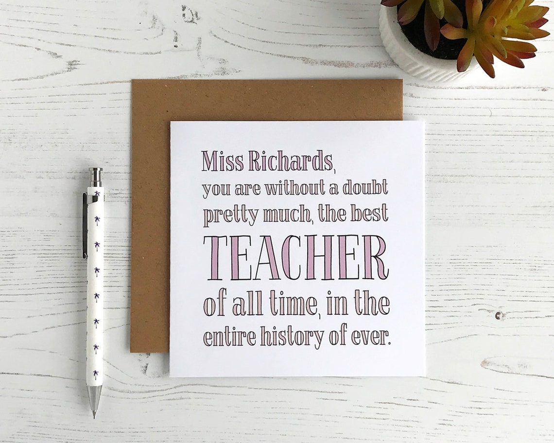 Personalised Teacher Card | Thank You End of Term | Best Teacher Ever ...