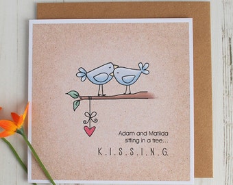 Valentine Birds Personalised Card | Funny Card For Wife | Card For Husband | Cute KISSING Card