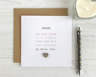 Sentimental Mother's Day Card | Wooden Heart Detail