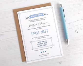 Uncle Promotion Baby Announcement Card