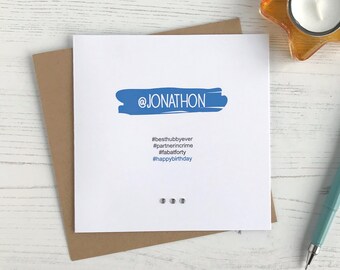 Personalised Hashtag Card For Him