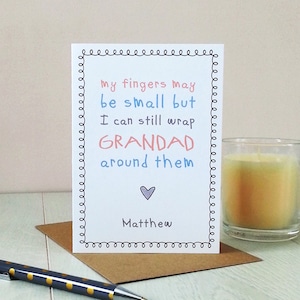 Linda tarjeta personalizada del abuelo / Tarjeta del Día del Padre / Mis dedos pueden ser pequeños