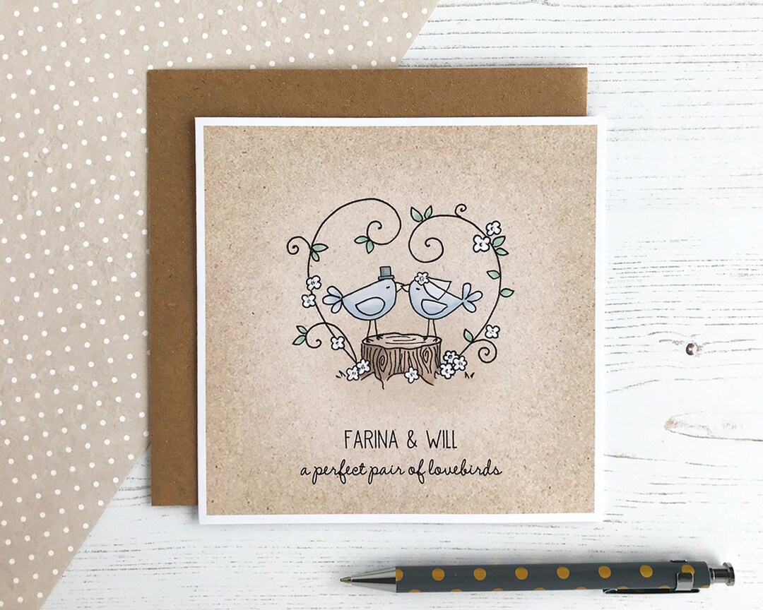 Personalized Love Birds Wedding Card – Anniversary Card - Etsy