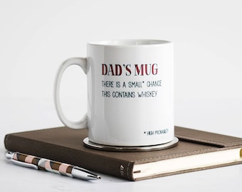 Dad's Mug Funny Personalised Gift - May Contain Alcohol - Dad Personalised Mug - Father's Day Personalised Mug