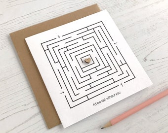 Valentine Labyrinth Maze Card - Heart Puzzle Card