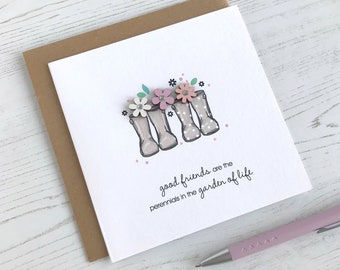 Carte Floral Friend Wellies - Les amis sont vivaces